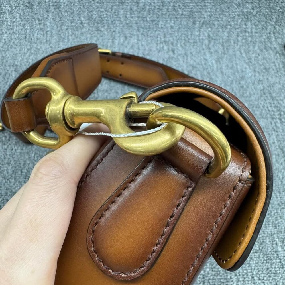 GUCCI Lady Web Brown Leather Shoulder Bag 875-041025 - Picture 5 of 14